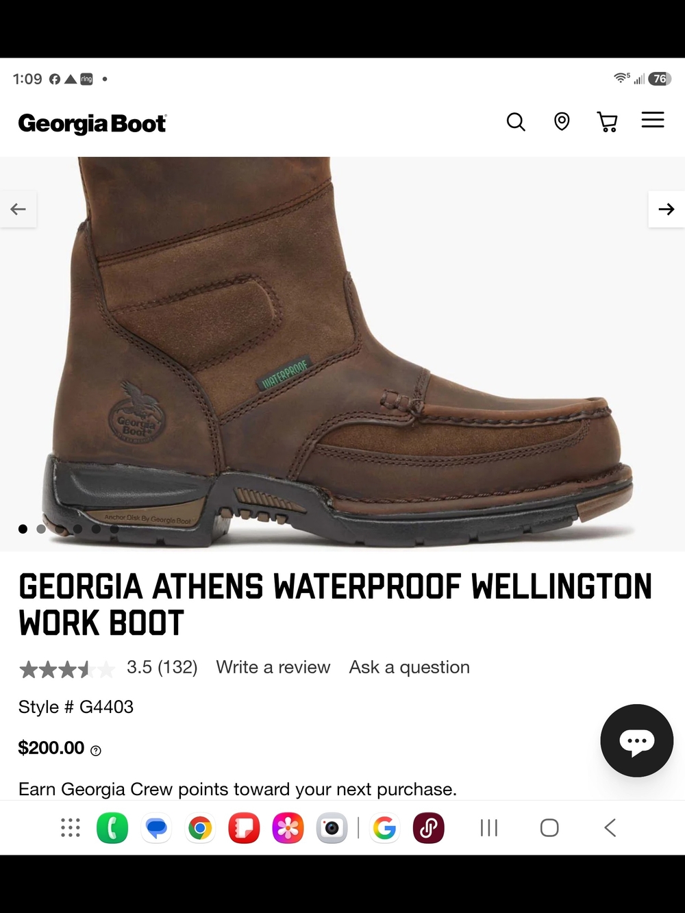 Georgia Boot Athens Waterproof Wellington Work Boot - Brown Men Boots